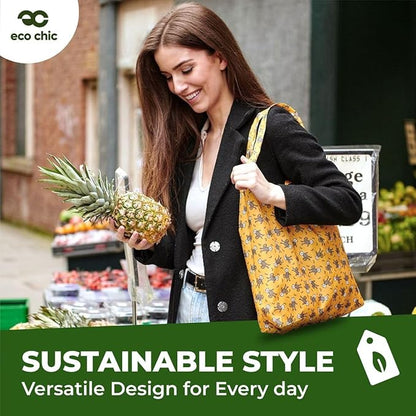 Eco Chic Lightweight Foldable Reusable Shopping Bag (Deer Blue)