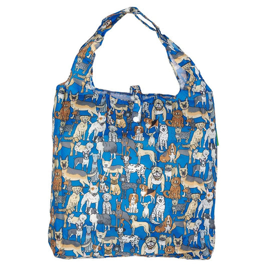 Eco Chic Foldable Reusable Shopping Bag Dogs Blue EC-A33BU)