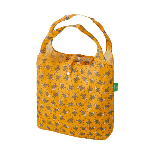 Eco Chic Foldable Reusable Shopping Bag Monkeys Mustard (EC-A90MD)
