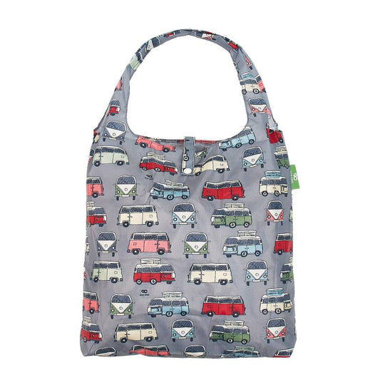 Eco Chic Lightweight Foldable Reusable Shopping Bag (Campervan Grey)