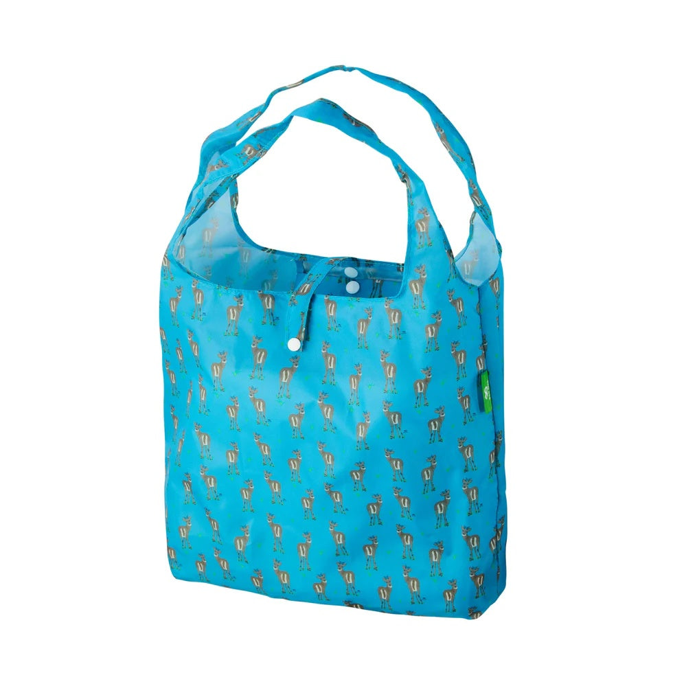 Eco Chic Lightweight Foldable Reusable Shopping Bag (Deer Blue)