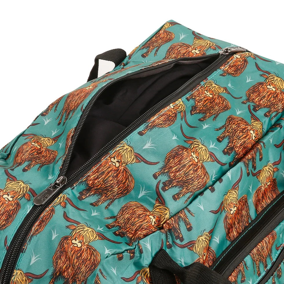 Eco Chic Recycled Cabin Holdall Bag Highland Cow Teal (EC-DS26TL)