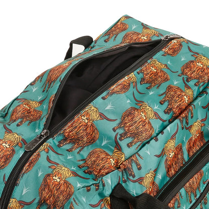 Eco Chic Recycled Cabin Holdall Bag Highland Cow Teal (EC-DS26TL)