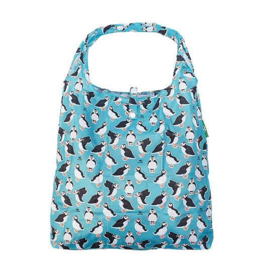 Eco Chic Foldable Reusable Shopping Bag Teal Puffin (EC-A29TL)