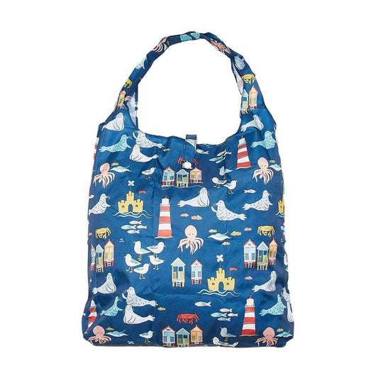 Eco Chic Lightweight Foldable Reusable Shopping Bag (Seaside Navy)