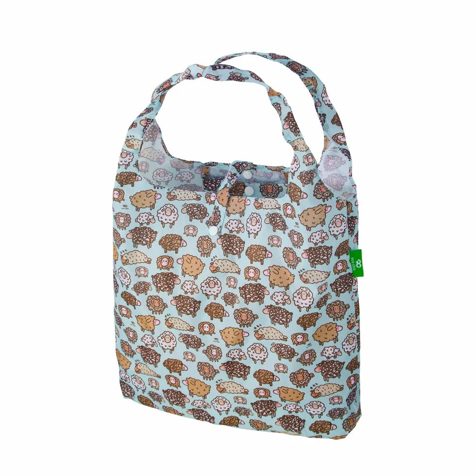 New Eco Chic 100% Recycled Foldable Cute Sheep Print Reusable Shopper Bag [EC-A44BU]