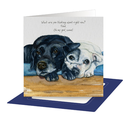 Black Labrador and Staffie Greeting Card