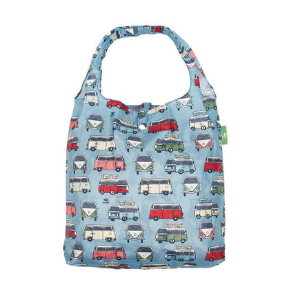 Eco Chic Lightweight Foldable Reusable Shopping Bag (Campervan Blue)