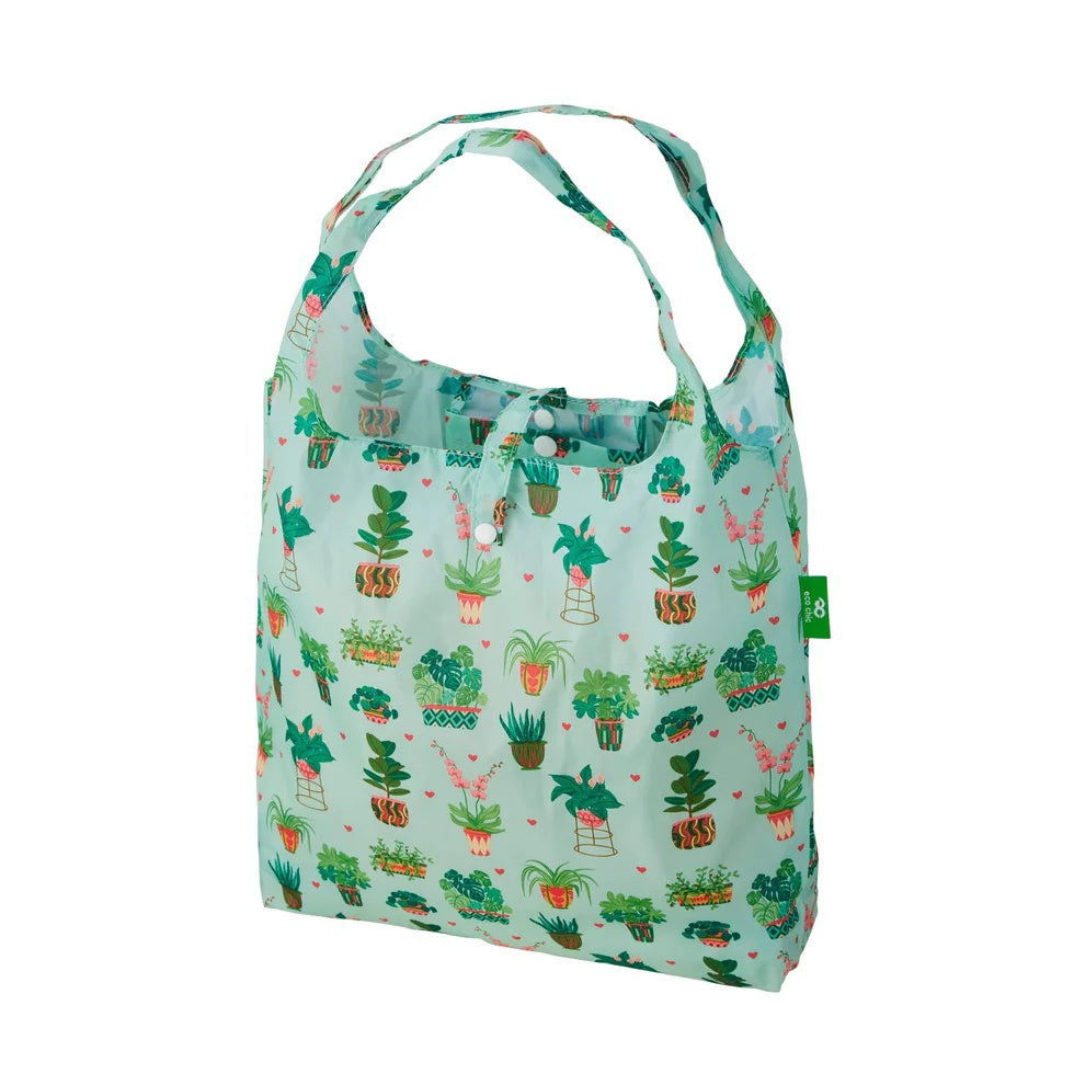 Eco Chic Foldable Reusable Shopping Bag House Plant Mint  (EC-A80MT)