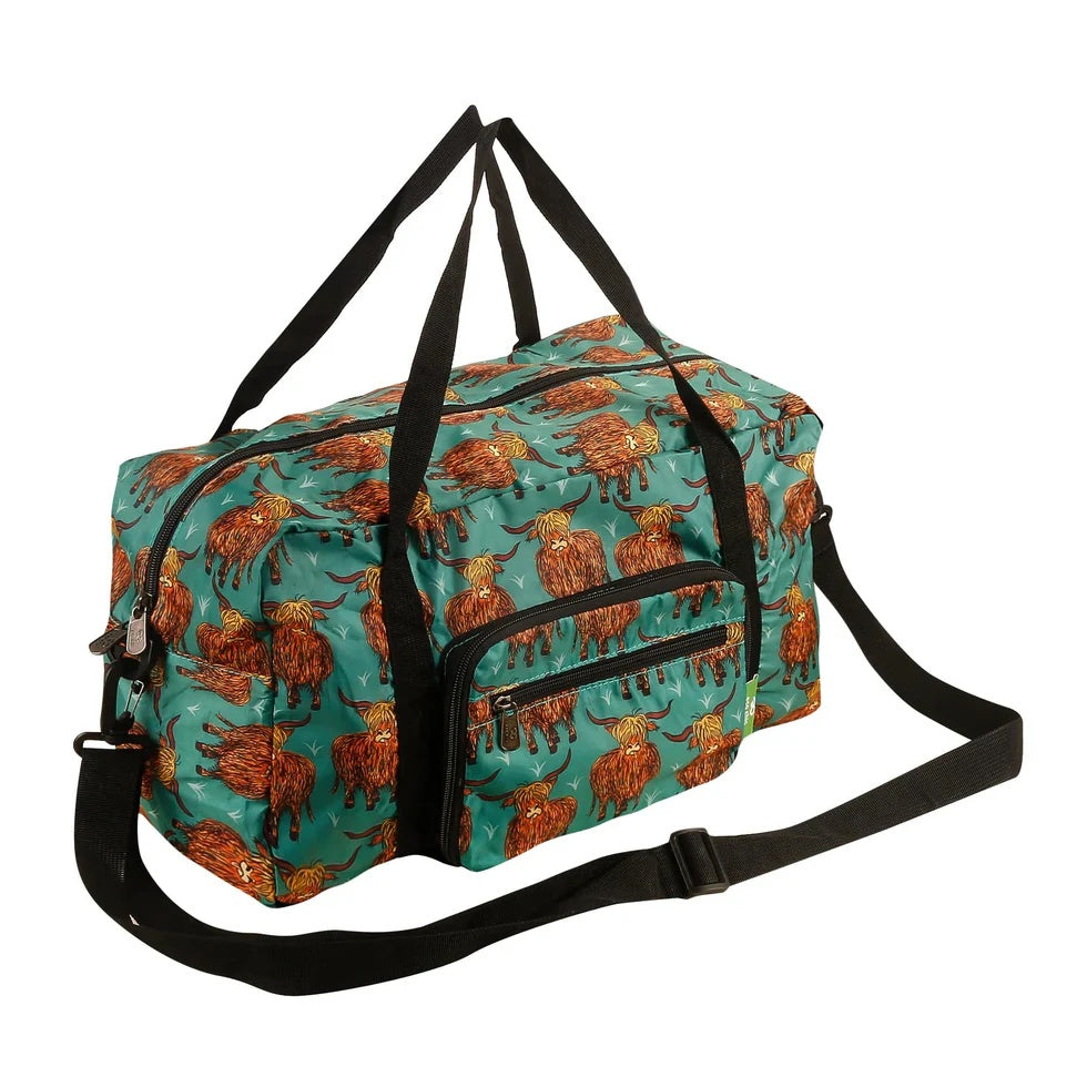 Eco Chic Recycled Cabin Holdall Bag Highland Cow Teal (EC-DS26TL)