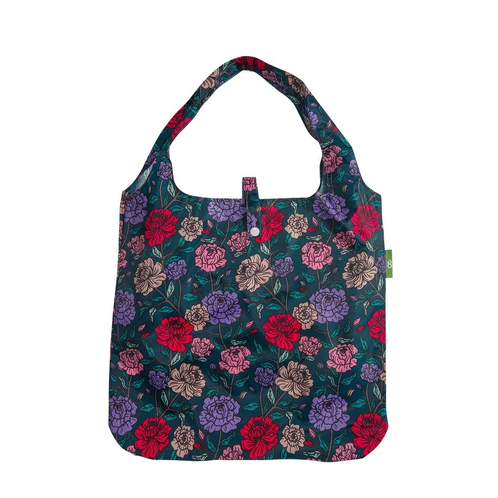 Eco Chic Foldable Reusable Shopping Bag Big Bold Floral Green (EC-A84GN)