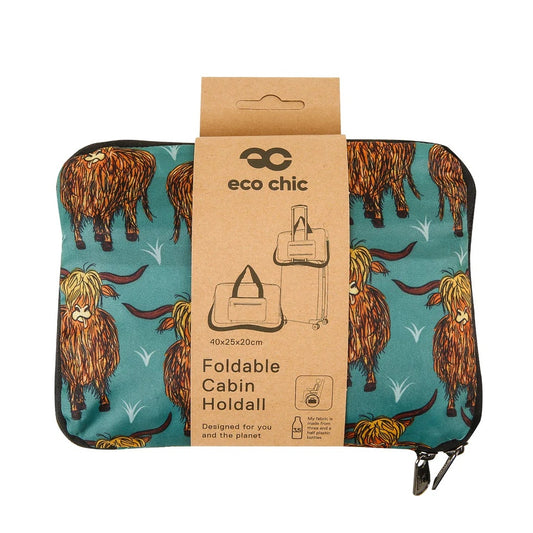 Eco Chic Recycled Cabin Holdall Bag Highland Cow Teal (EC-DS26TL)