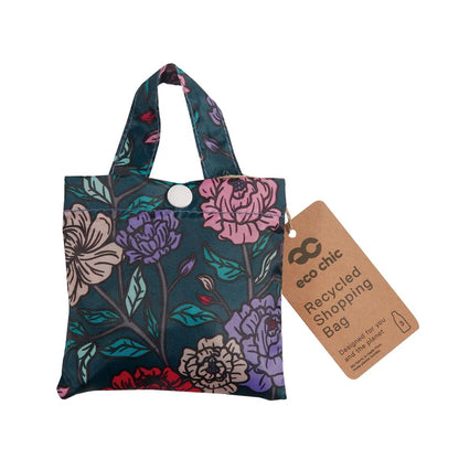 Eco Chic Foldable Reusable Shopping Bag Big Bold Floral Green (EC-A84GN)
