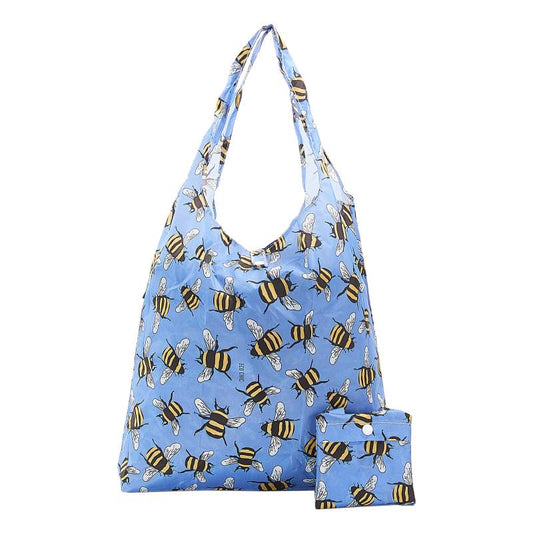 Eco Chic Lightweight Foldable Reusable Shopping Bag (Bees Blue)