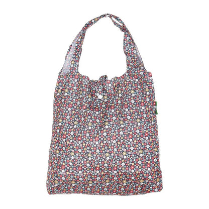 Eco Chic Foldable Reusable Shopping Bag Ditsy Black (EC-A04BK)