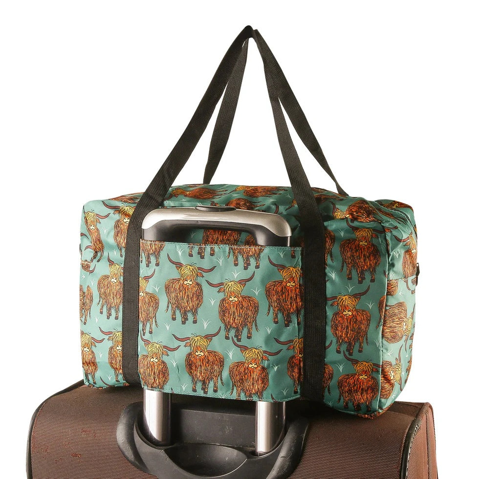Eco Chic Recycled Cabin Holdall Bag Highland Cow Teal (EC-DS26TL)