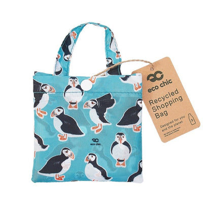 Eco Chic Foldable Reusable Shopping Bag Teal Puffin (EC-A29TL)