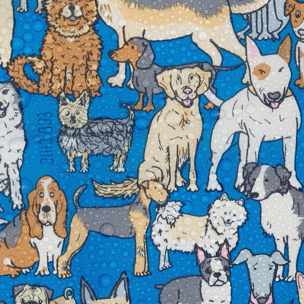 Eco Chic Foldable Reusable Shopping Bag Dogs Blue EC-A33BU)