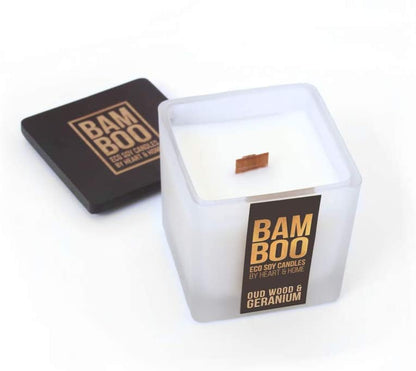 90g Jar Candle - Oudwood And Geranium fragrance From Bamboo Range By Heart and Home