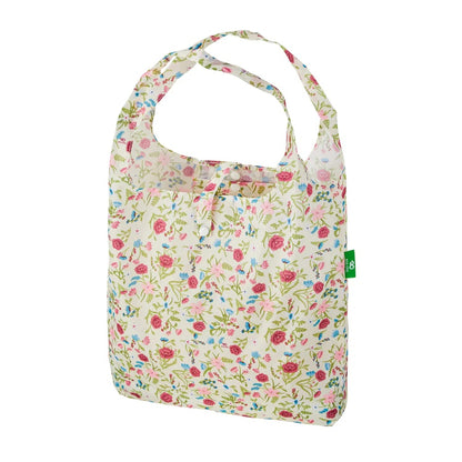 Eco Chic Foldable Reusable Shopping Bag Floral Beige (EC-A61BG)