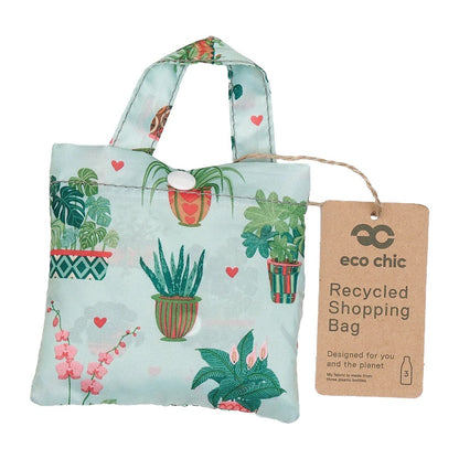 Eco Chic Foldable Reusable Shopping Bag House Plant Mint  (EC-A80MT)