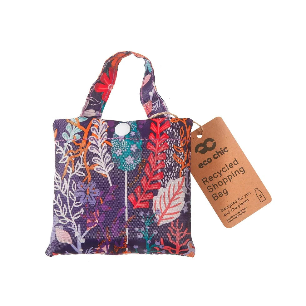 Eco Chic Foldable Reusable Shopping Bag Lush Floral Purple (EC-A82PP)