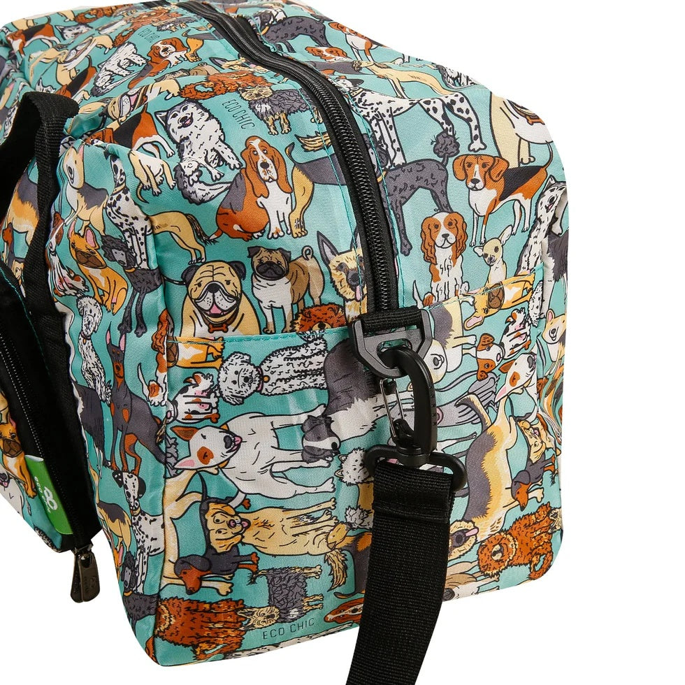 Eco Chic Recycled Cabin Holdall Bag Dogs Teal (EC-DS33TL)