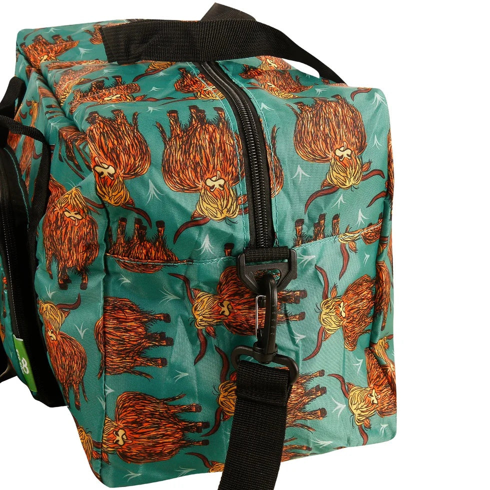 Eco Chic Recycled Cabin Holdall Bag Highland Cow Teal (EC-DS26TL)