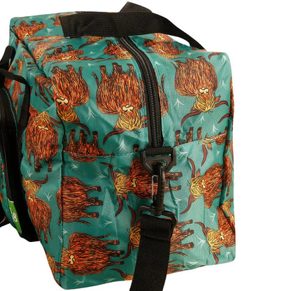 Eco Chic Recycled Cabin Holdall Bag Highland Cow Teal (EC-DS26TL)