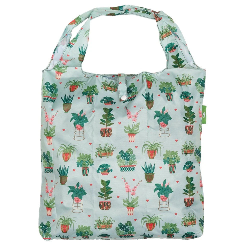 Eco Chic Foldable Reusable Shopping Bag House Plant Mint  (EC-A80MT)