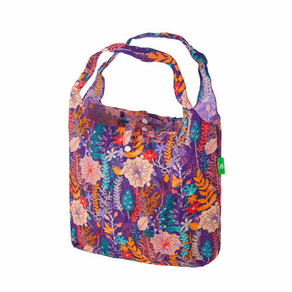 Eco Chic Foldable Reusable Shopping Bag Lush Floral Purple (EC-A82PP)