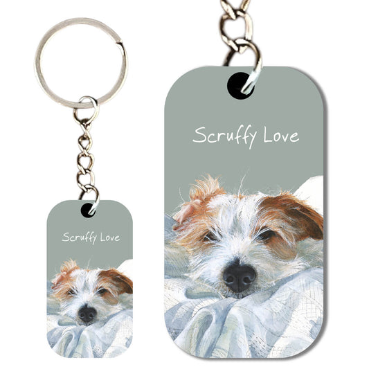 Little Dog Laughed - Scruffy Love Keyring | Rough Coated Jack Russell