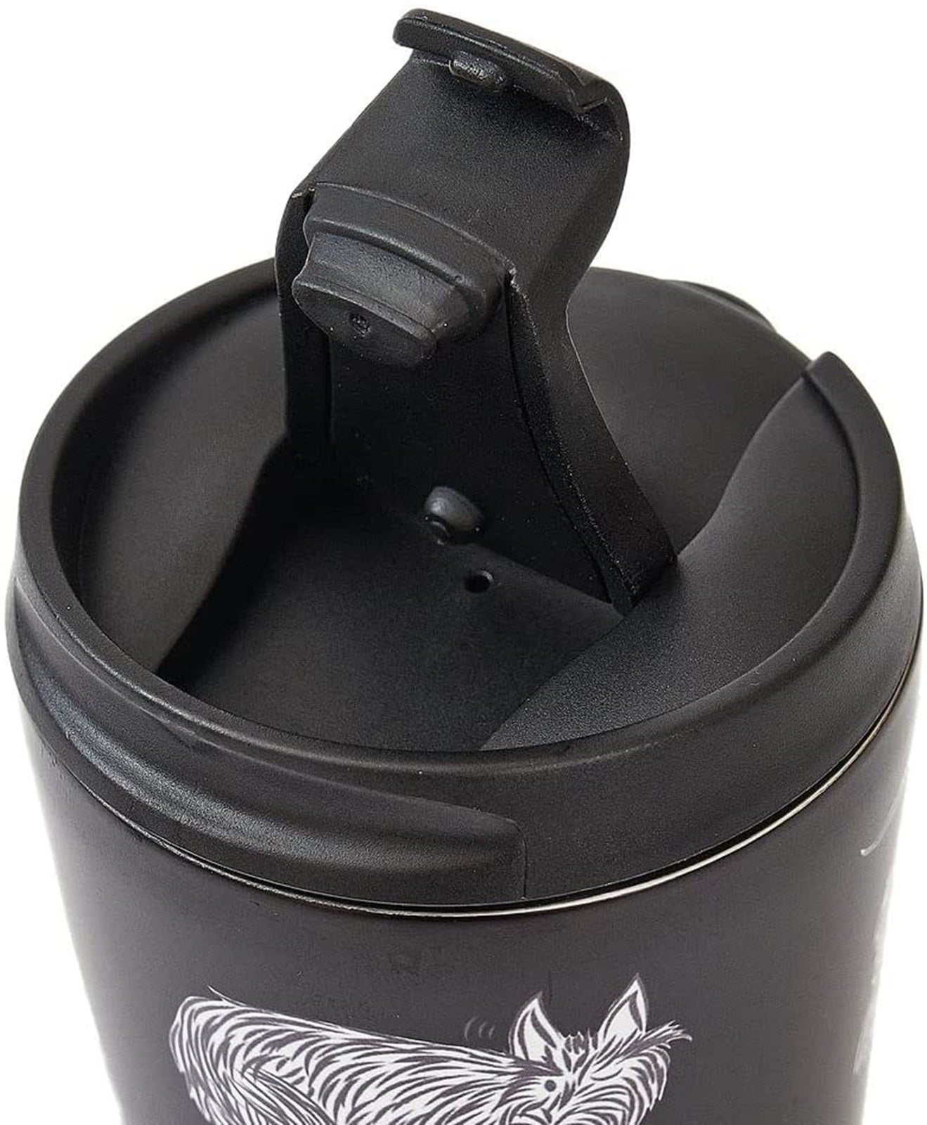 Eco Chic Reusable Thermal Coffee Cup Stainless Steel Insulated Travel Mug with Leakproof Lid | Eco-Friendly and Reusable for Hot & Cold Drinks (Black Scotties, 380ml/13oz)
