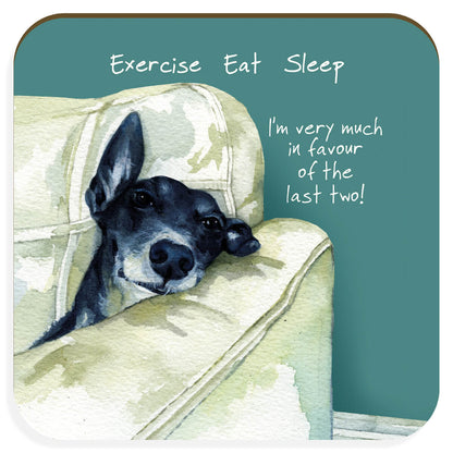 Greyhound Coaster - Exercise Eat Sleep