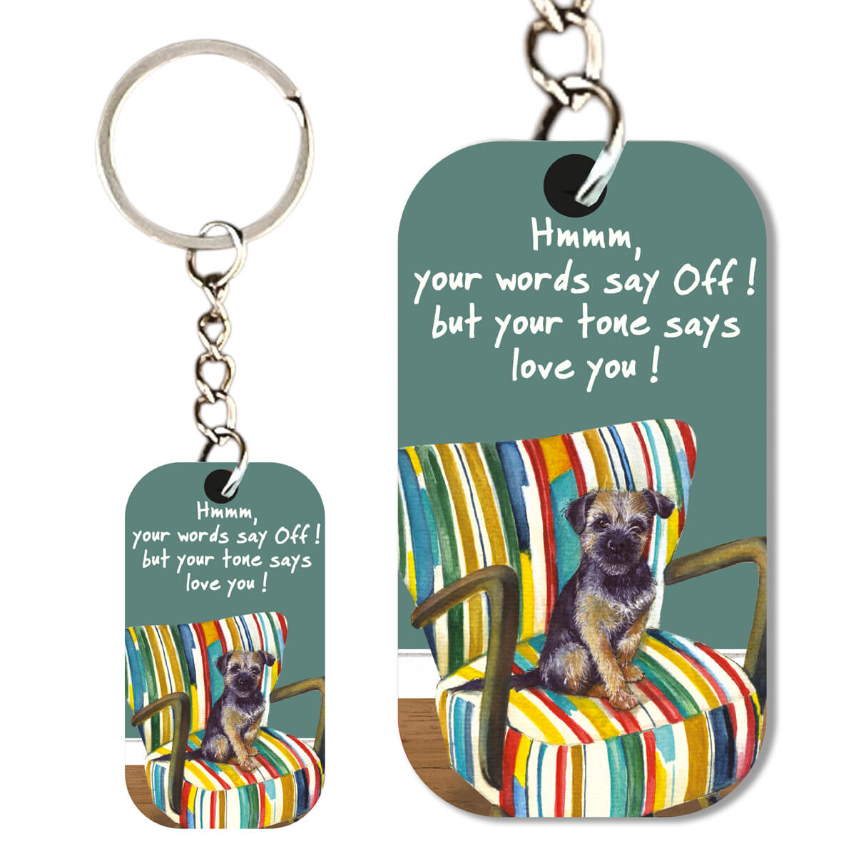 Border Terrier Keyring - Off Chair