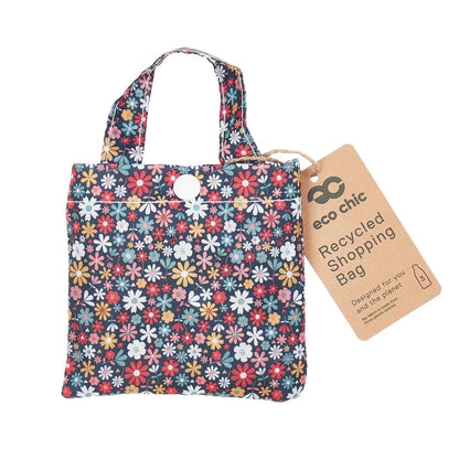 Eco Chic Foldable Reusable Shopping Bag Ditsy Black (EC-A04BK)