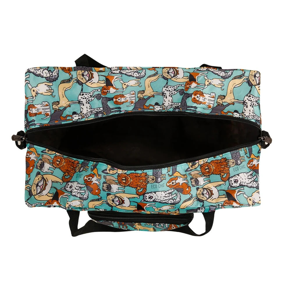 Eco Chic Recycled Cabin Holdall Bag Dogs Teal (EC-DS33TL)