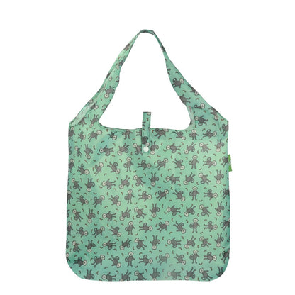 Eco Chic Foldable Reusable Shopping Bag Monkeys Green (EC-A90GN)