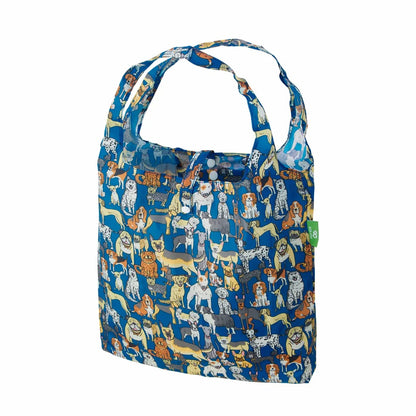 Eco Chic Foldable Reusable Shopping Bag Dogs Blue EC-A33BU)