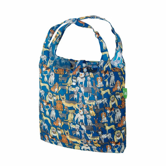 Eco Chic Foldable Reusable Shopping Bag Dogs Blue EC-A33BU)