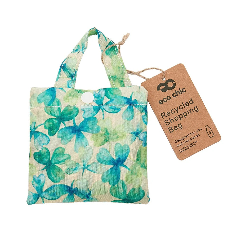 Eco Chic Foldable Reusable Shopping Bag Shamrocks Beige (EC-A54BG)