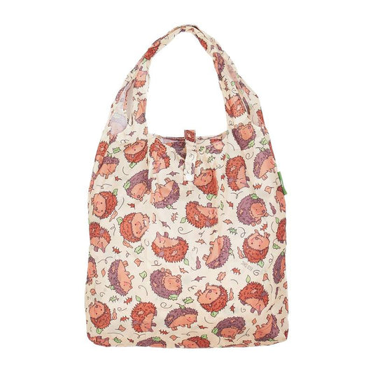 Eco Chic Lightweight Foldable Reusable Shopping Bag (Hedgehog Beige)
