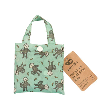 Eco Chic Foldable Reusable Shopping Bag Monkeys Green (EC-A90GN)