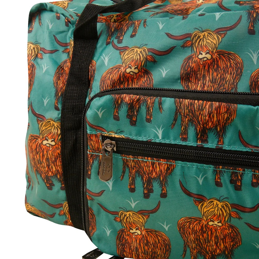 Eco Chic Recycled Cabin Holdall Bag Highland Cow Teal (EC-DS26TL)