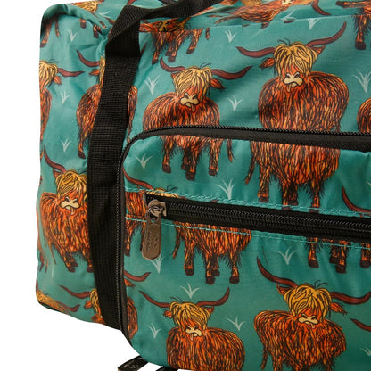 Eco Chic Recycled Cabin Holdall Bag Highland Cow Teal (EC-DS26TL)