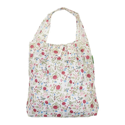 Eco Chic Foldable Reusable Shopping Bag Floral Beige (EC-A61BG)