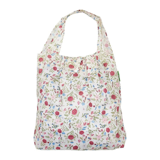 Eco Chic Foldable Reusable Shopping Bag Floral Beige (EC-A61BG)