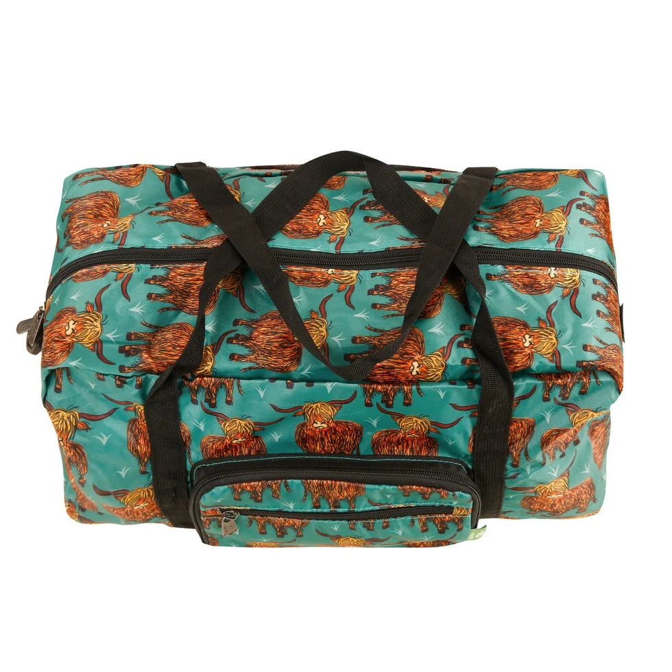 Eco Chic Recycled Cabin Holdall Bag Highland Cow Teal (EC-DS26TL)