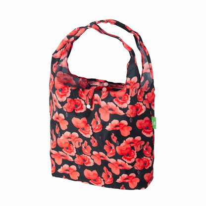 Eco Chic Foldable Reusable Shopping Bag Poppies Navy  (EC-A86NY)