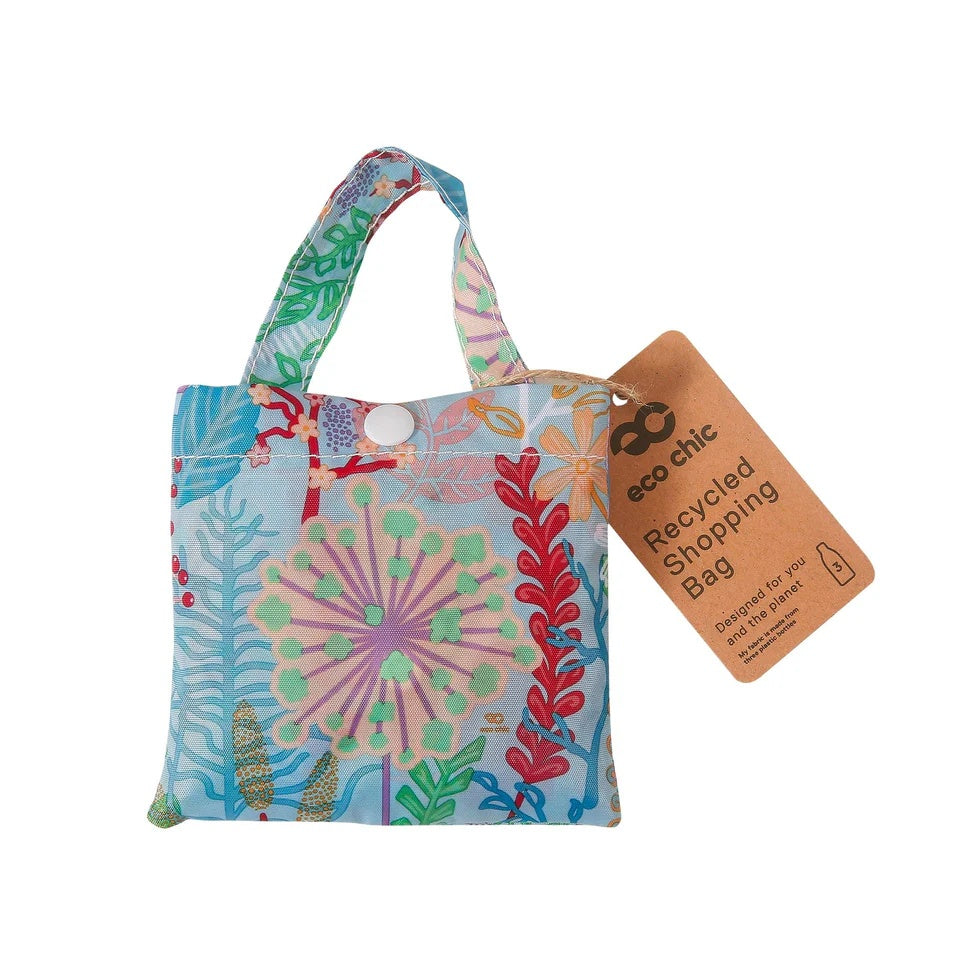 Eco Chic Foldable Reusable Shopping Bag Lush Floral Blue (EC-A82BU)